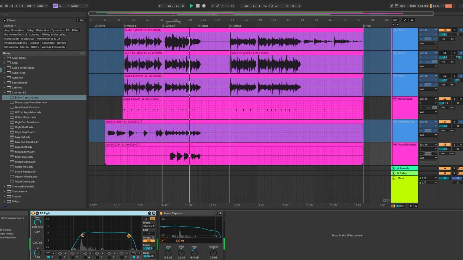 Projeto musical aberto no Ableton Live